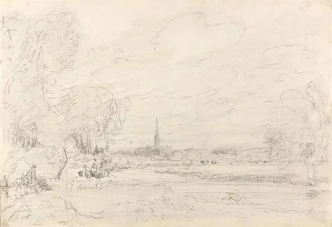 John Constable, 1776 1837, British, Salisbury Cathedral From the Meadows, ... Stock Photos