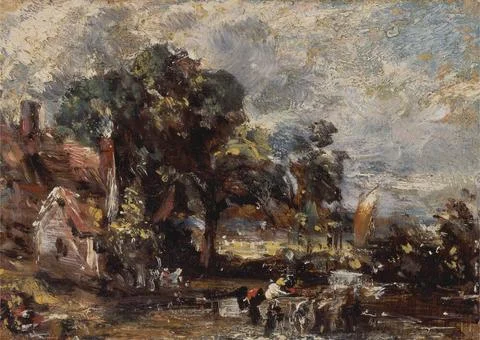 John Constable, 1776 1837, British, Sketch for The Haywain , ca. 1820. Oil... Stock Photos