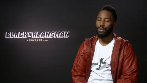 John David Washington is interviewed for his movie BlacKkKlansman in London Video stock 101197429