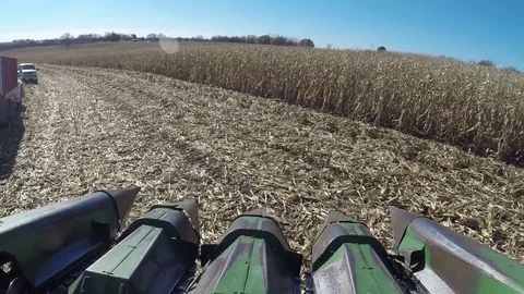 John Deere 4400 combine head eye view Stock Footage 73423340