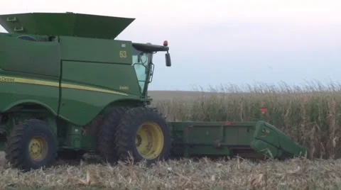 John Deere Combine Back View Stock Footage 42310206