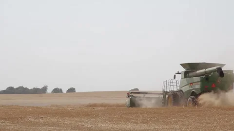 John Deere Combine Back View Stock Footage 65029120