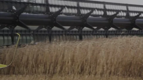 John Deere Combine Close Up Side View Stock Footage 65029116