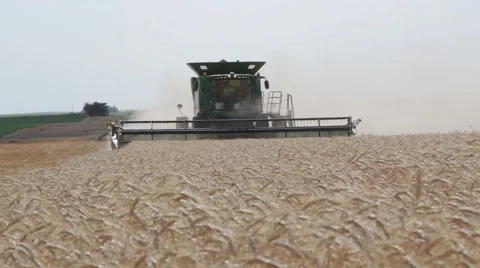 John Deere Combine Front View Stock Footage 65029165