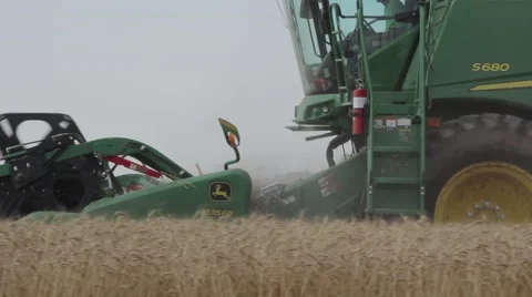 John Deere Combine Ground Shot Close Up Stock Footage 65029186