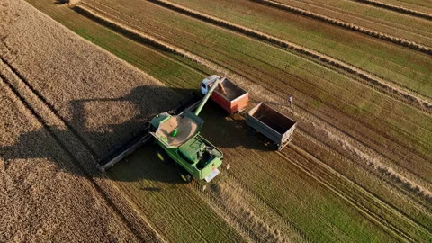John Deere combine harvester on grain harvest. Vídeos de archivo 205003707