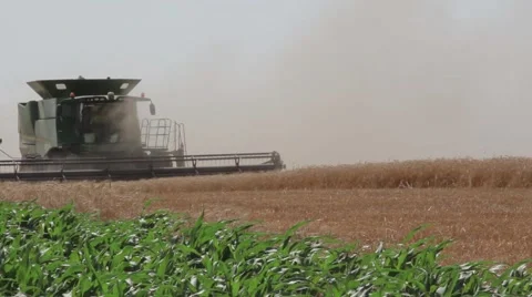 John Deere Combine Medium Shot Stock Footage 65029219