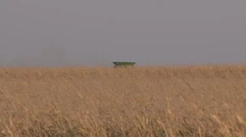 John Deere Combine Over Hill Corn Field Stock Footage 42525050