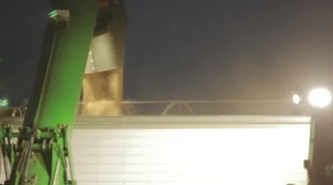 John Deere Grain Cart Close Up Night Footage - Wheat Harvest Stock-Footage 65027158