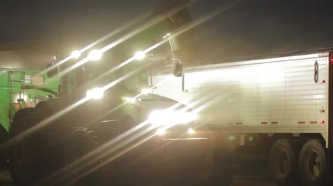 John Deere Grain Cart Medium Shot Night Footage - Wheat Harvest Stock-Footage 65027021