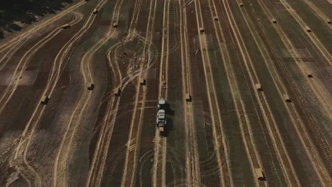 John Deere L1534 Square Baler making Hay Bales in an agricultural field. Vídeos de archivo 211476989