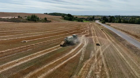 John Deere L1534 Square Baler making Hay Bales in an agricultural field. Видео 212085486
