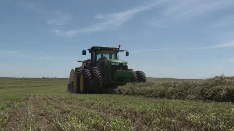 John Deere Tractor Bailing Close Up From Ground Stock-Footage 40452904