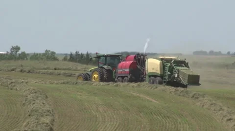 John Deere Tractor Bailing Far Zoom Out Stock Footage 40451541