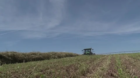 John Deere Tractor Bailing Front View Stock Footage 40453282
