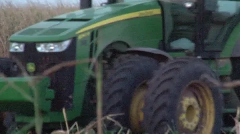 John Deere Tractor Grain Cart Back View Stock Footage 42525779