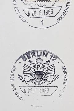  John F. Kennedy Poststempel anlässlich des Besuches des US-Präsidenten Jo. Stock Photos