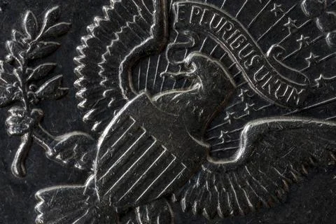 John Fitzgerald Kennedy Reverse E Pluribus Unum Detail 1964 Silver Half Dolla Stock Photos