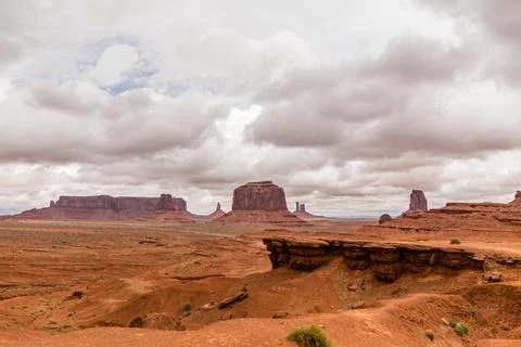 John Ford Point surrounded by the massive Red Sandstone Buttes and Mesas Stock Photos