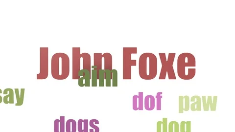 John Foxe Word Cloud Animated Isolated On White Stock Footage 107227148