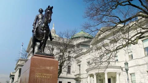 John Frederick Hartranft Statue in Harrisburgh, Pennsylvania Stock Footage 160510868