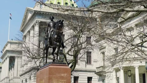 John Frederick Hartranft Statue in Harrisburgh, Pennsylvania Stock Footage 160510870