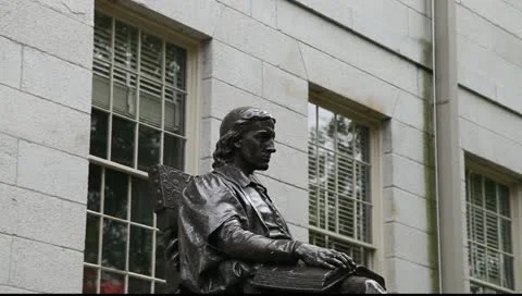 John Harvard Statue Harvard Yard Cambridge MVI 3399 Video stock 11016583