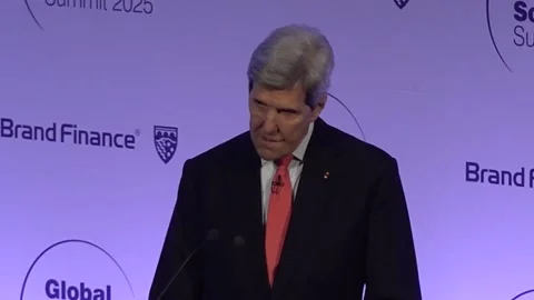 John Kerry's speech at the Global Soft Power conference Video stock 302471086