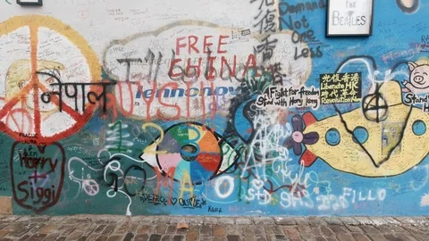 John Lennon Wall view Stock Footage 126260703