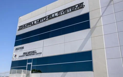 John Paul Mitchell Systems salon quality hair products headquarters. Storefront Stock Photos