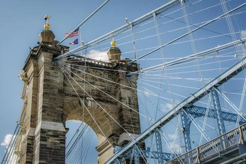 John A. Roebling Suspension Bridge Fotos de archivo