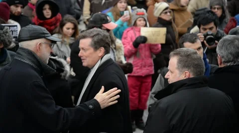 John Tory, Toronto Mayor  supporting support victims of the Paris terror Stock Footage 47081672