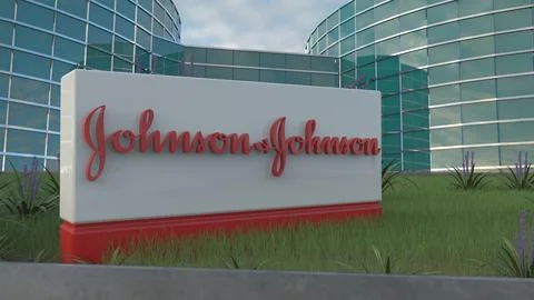 Johnson and Johnson Dynamic editorial Corporate Logos at Headquarters Stock Photos
