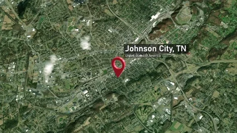 Johnson City Map Zoom (TN, USA) from Space to Earth Video stock 295801223