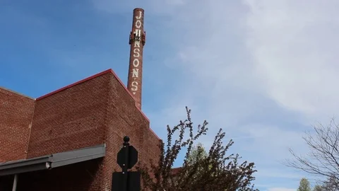 Johnson Smoke Stack and Blue Sky Stock Footage 75035702