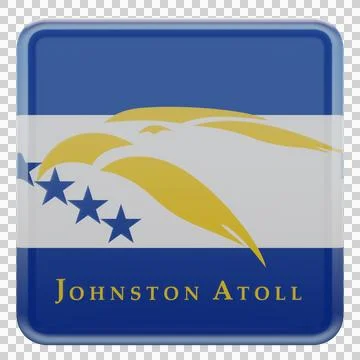 Johnston Atoll 3d illustration flag on pole. Wood flagpole Stockillustratie