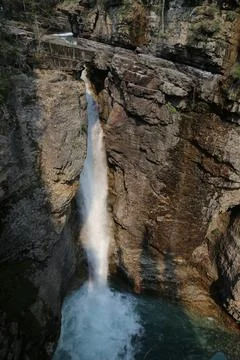Johnston Canyon, Upper Falls Stock Photos