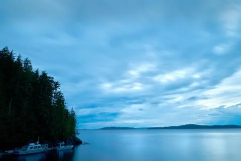 Johnstone Strait Dusk Clouds Sky and Islands 写真素材