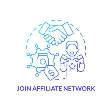Join affiliate network blue gradient concept icon Stock Illustration
