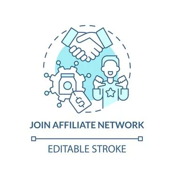 Join affiliate network turquoise concept icon Stock Illustration
