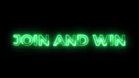 Join and Win: Green Neon Sign Graphic Stock Footage 309637694