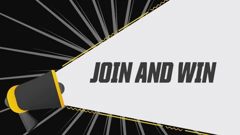 Join and win. Megaphone in promotion banner. Advertising, marketing speech. 4K Stock Footage 226816077