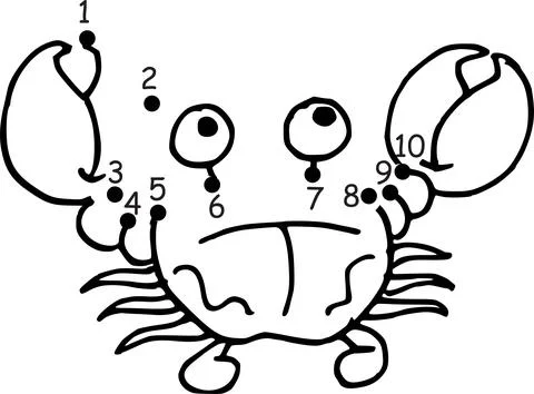 Join to the dots 1 to 10 vector cartoon crab Stock Illustration