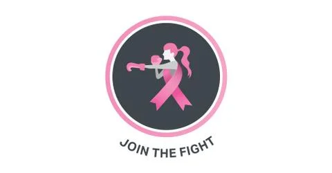 Join the fight text and breast cancer awareness concept 무료 스톡 일러스트