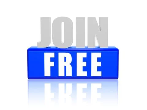 Join free in 3d letters and block Stock Illustration