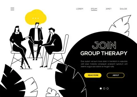 Join group therapy - flat design style web banner Stock Illustration