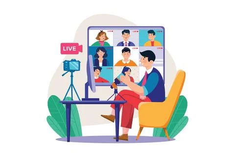 Join Live Video Streaming Illustration concept. A flat illustration isolate.. Stock Illustration