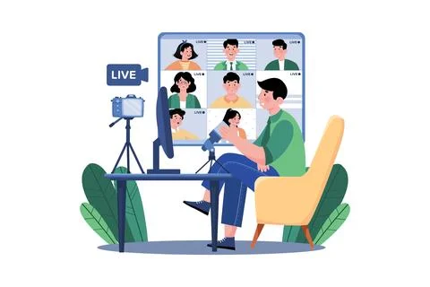 Join Live Video Streaming Illustration concept on white background Stock Illustration