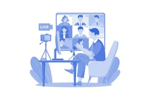 Join Live Video Streaming Illustration concept. A flat illustration isolate.. Stock Illustration