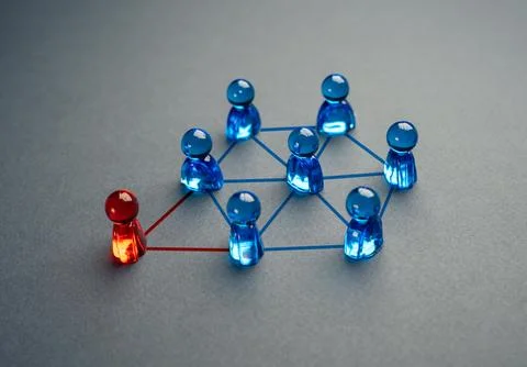 Join the network. Exclude a participant from access. Conflict, toxic social e Stock Photos